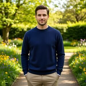 Vintage Old Glory Sweater Mens XL Navy Blue Knitted Cotton Made In USA Outdoors